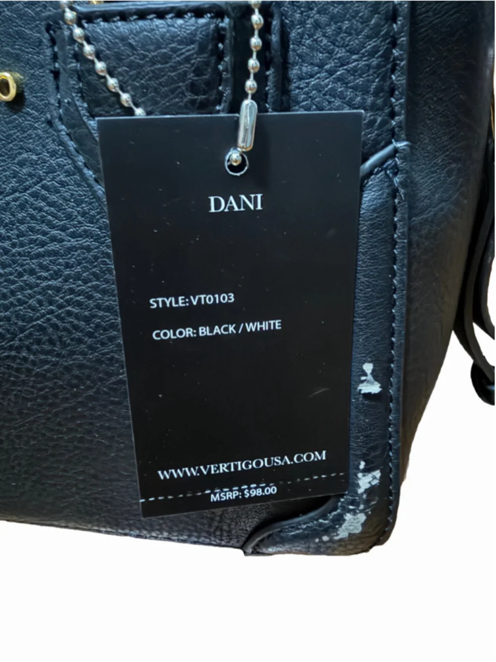 Vertigo Paris “Dani” Mini Satchel NWT Black/White Y2K Inspired Crossbody Bag